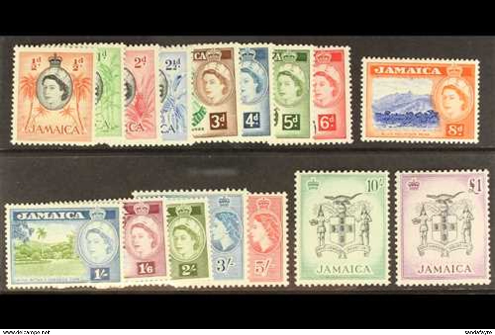 1956-58 Complete Definitive Set, SG 159/174, Never Hinged Mint. (16 Stamps) For More Images, Please Visit Http://www.san - Giamaica (...-1961)