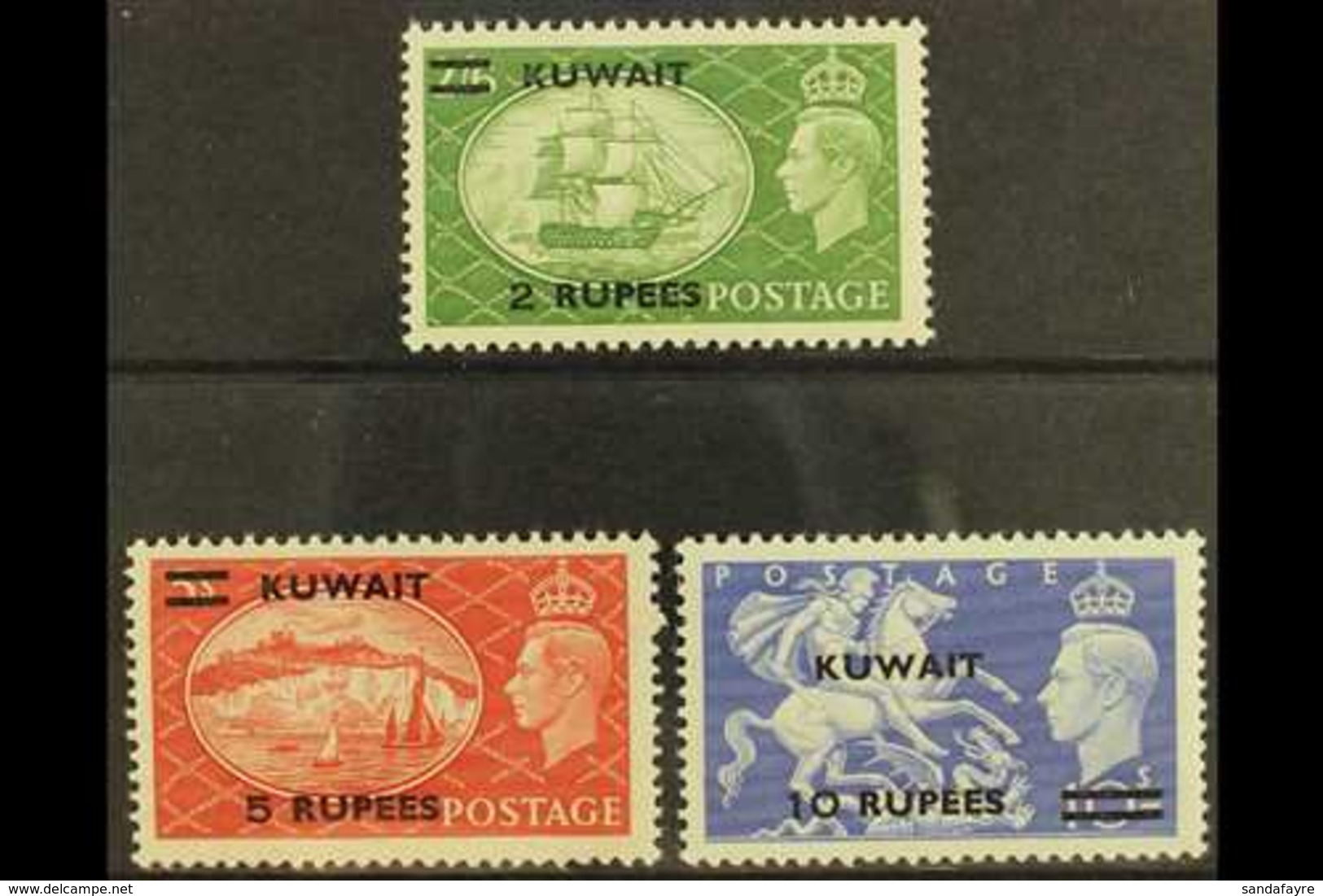 1950-55 2r On 2s6d To 10r On 10s, SG 90/92, Fine Never Hinged Mint. (3) For More Images, Please Visit Http://www.sandafa - Koweït