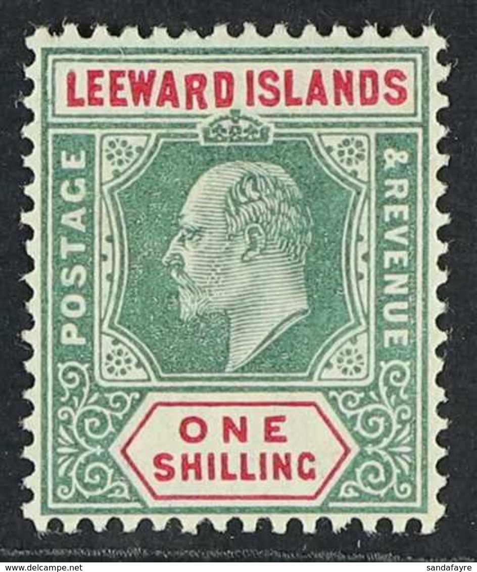 1902 1s Green And Red, Ed VII, Variety "Dropped R In Leeward", SG 26A, Very Fine Mint Large Part Og. For More Images, Pl - Leeward  Islands