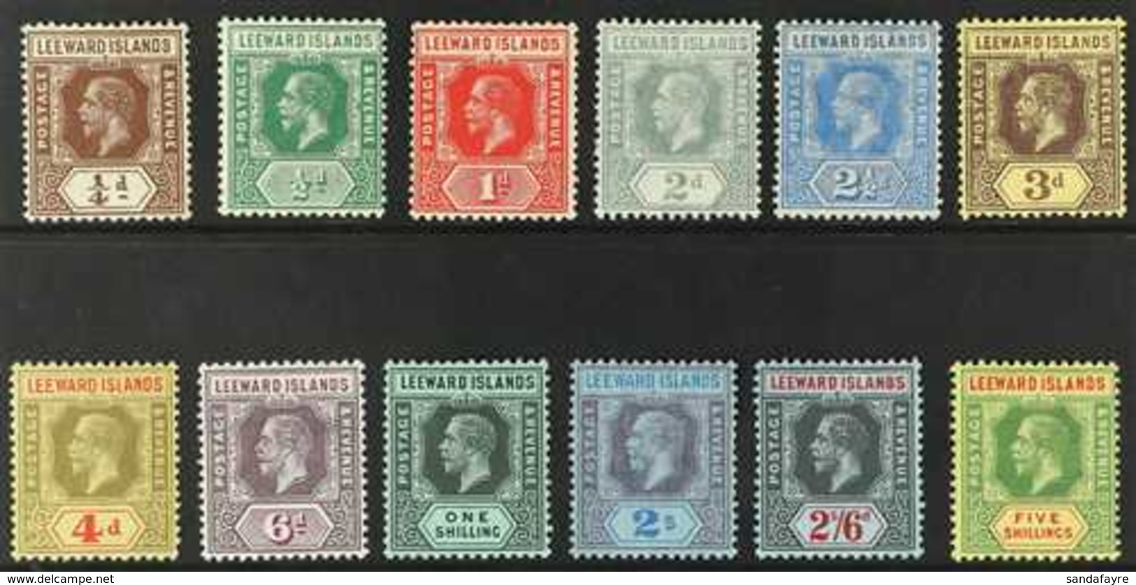 1912-22 Complete Set, SG 46/57b, Fine Mint. (12 Stamps) For More Images, Please Visit Http://www.sandafayre.com/itemdeta - Leeward  Islands