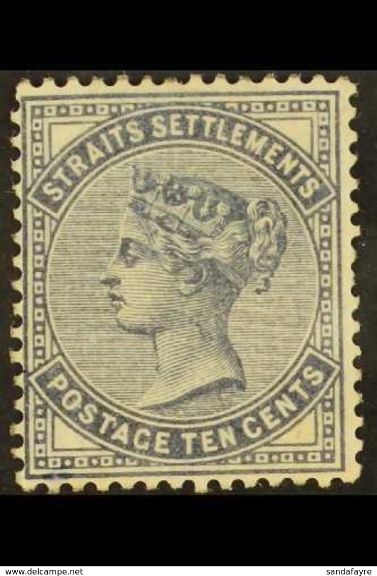 1882 10c Slate, Wmk Crown CC, SG 49, Very Fine Mint, Part Og. For More Images, Please Visit Http://www.sandafayre.com/it - Straits Settlements