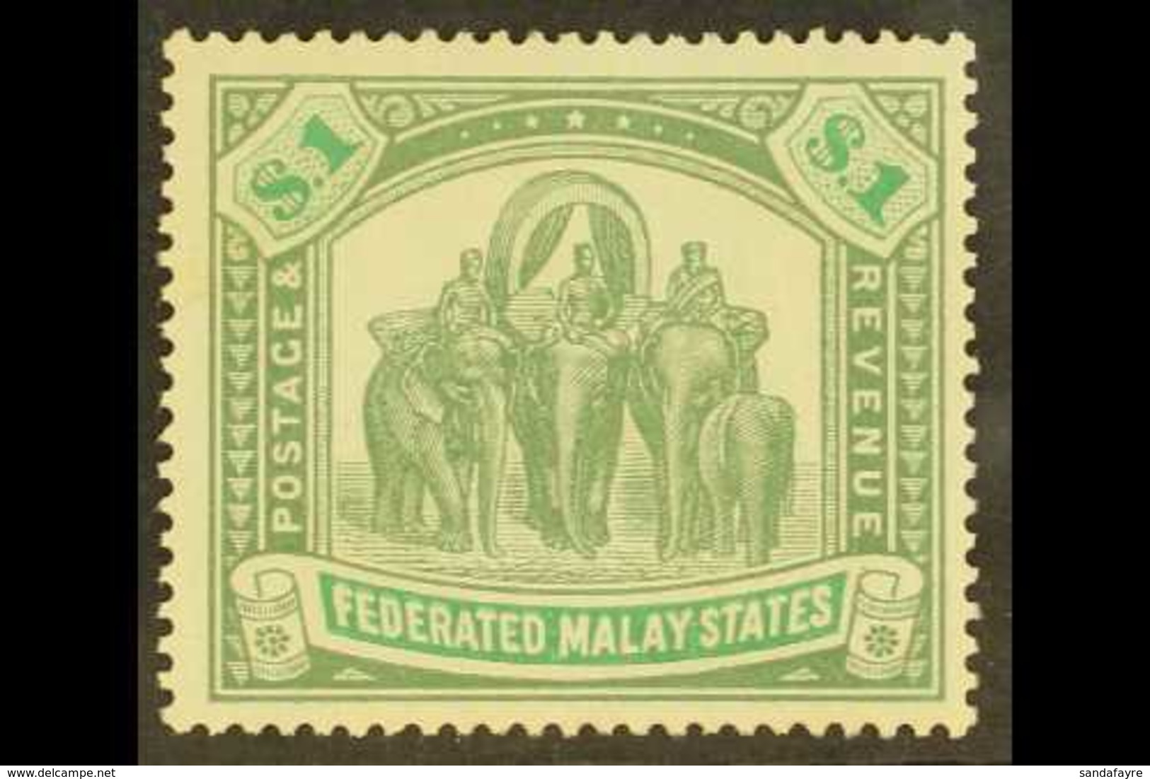 FEDERATED STATES 1904 - 22 $1 Grey Green And Green, Elephants, SG 48, Very Fine And Fresh Mint. For More Images, Please  - Autres & Non Classés