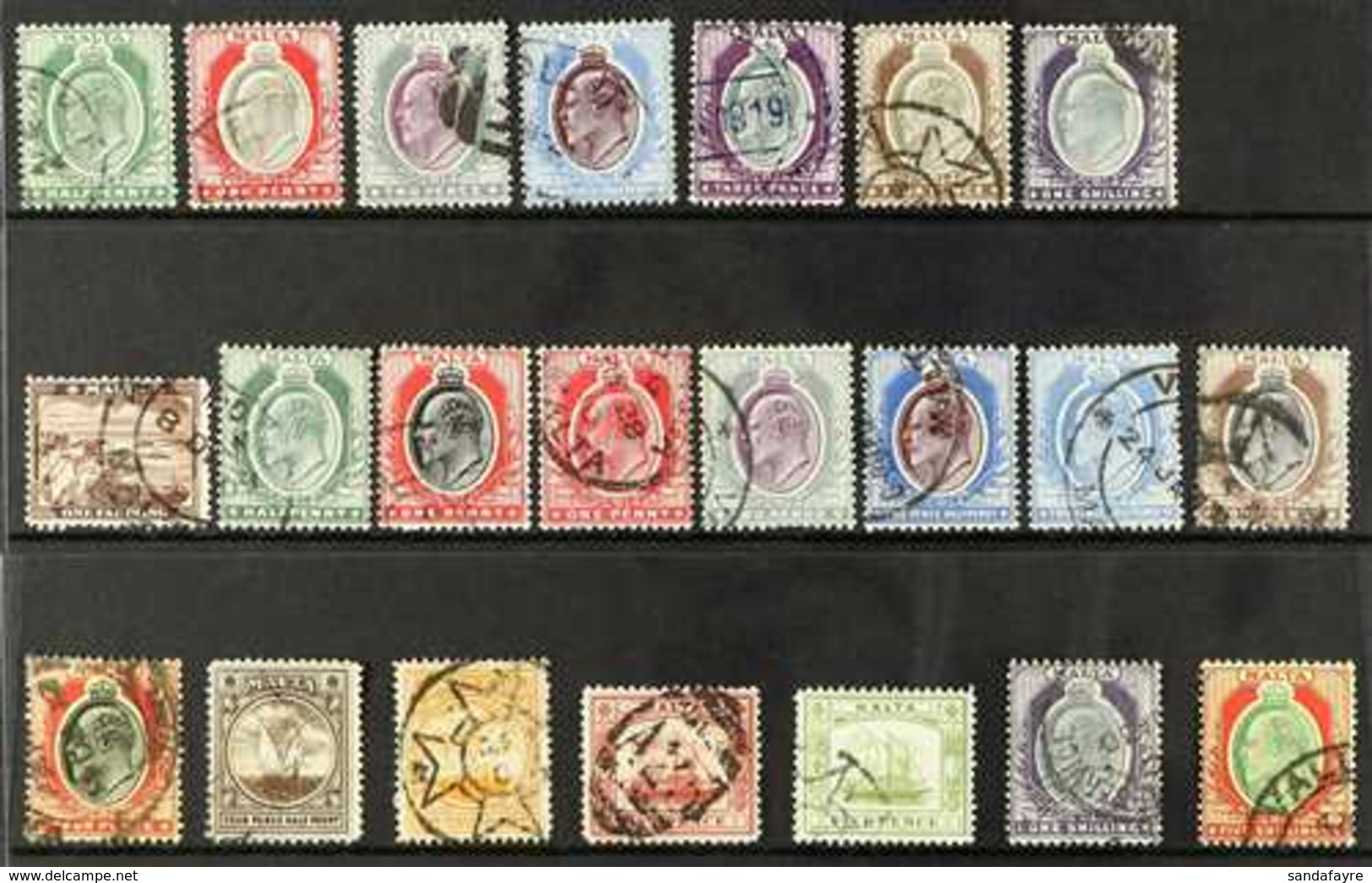 1903-1914 KEVII USED COLLECTION Presented On A Stock Card That Includes 1903-04 CA Wmk Complete Set & 1904-14 MCA Wmk Se - Malta (...-1964)