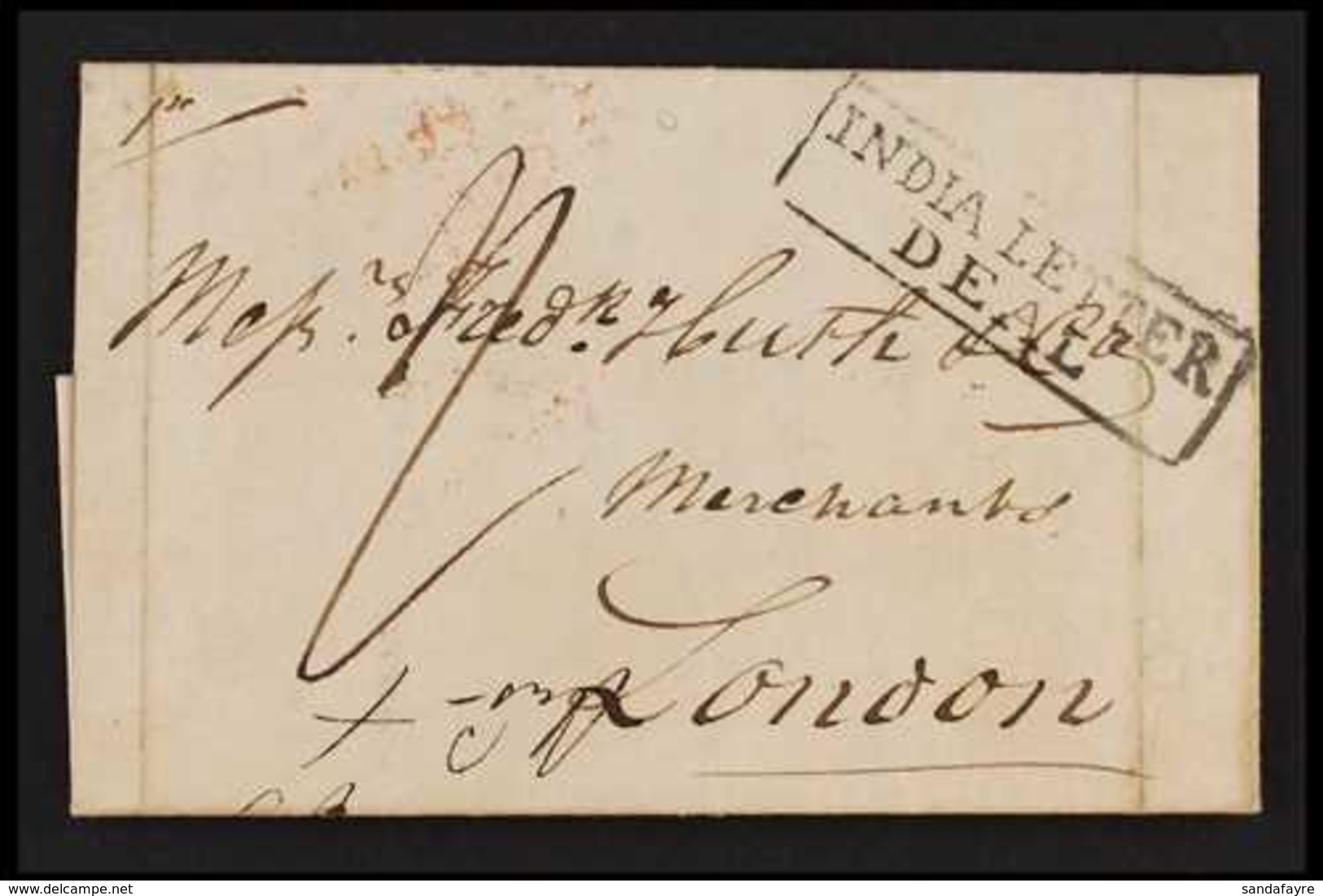 1833 (Nov) Entire Letter From Port Louis To Huth In London,  Without Despatch Markings, And Showing Fine Black "INDIA LE - Maurice (...-1967)