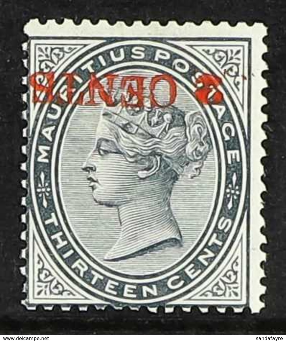 1887 2c On 13c Slate SURCHARGE INVERTED Variety, SG 117a, Fine Mint, Very Fresh & Scarce. For More Images, Please Visit  - Mauritius (...-1967)