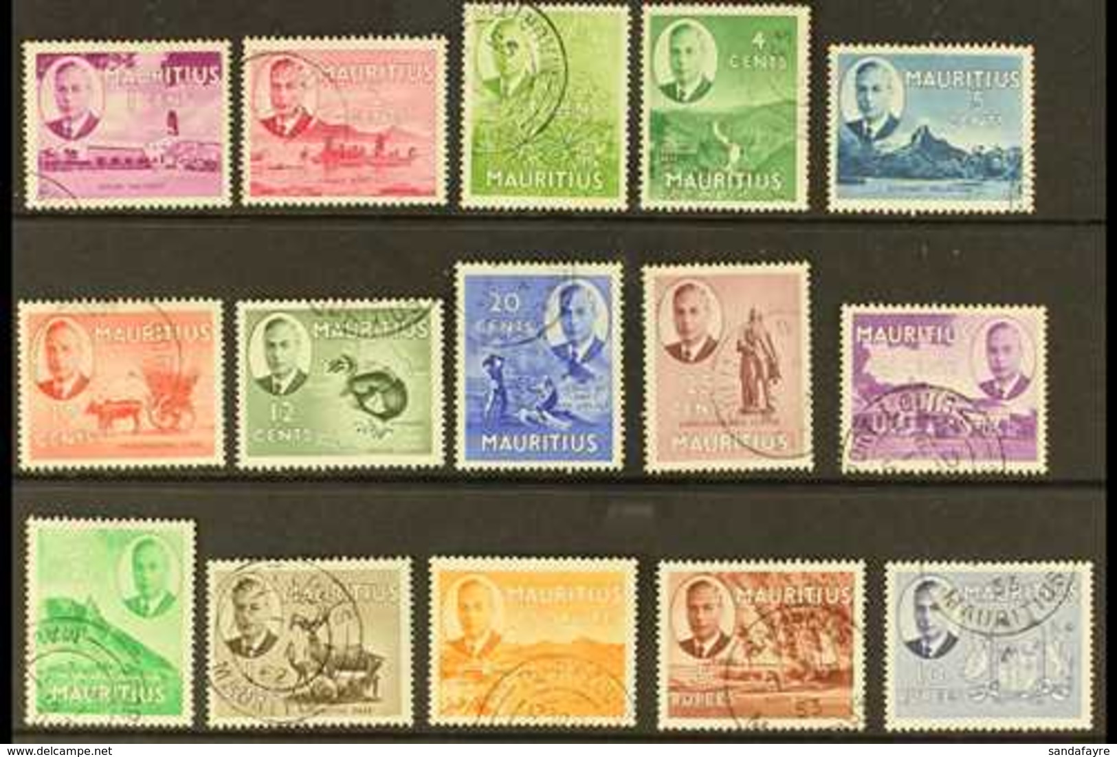 1950 Pictorial Definitive Set, SG 276/90, Fine Cds Used (15 Stamps) For More Images, Please Visit Http://www.sandafayre. - Maurice (...-1967)