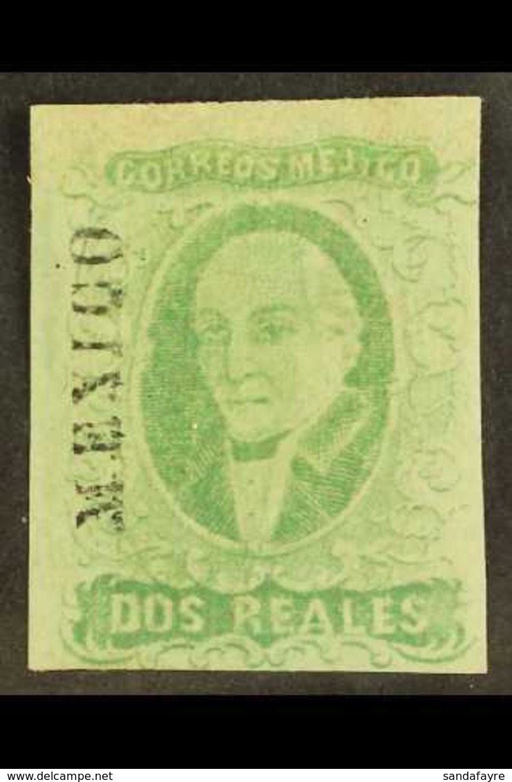 1856 2r Emerald Imperf Hidalgo With District Name, SG 3 Or Scott 3b, Fine Mint With Three Large Margins And Lovely Origi - Messico