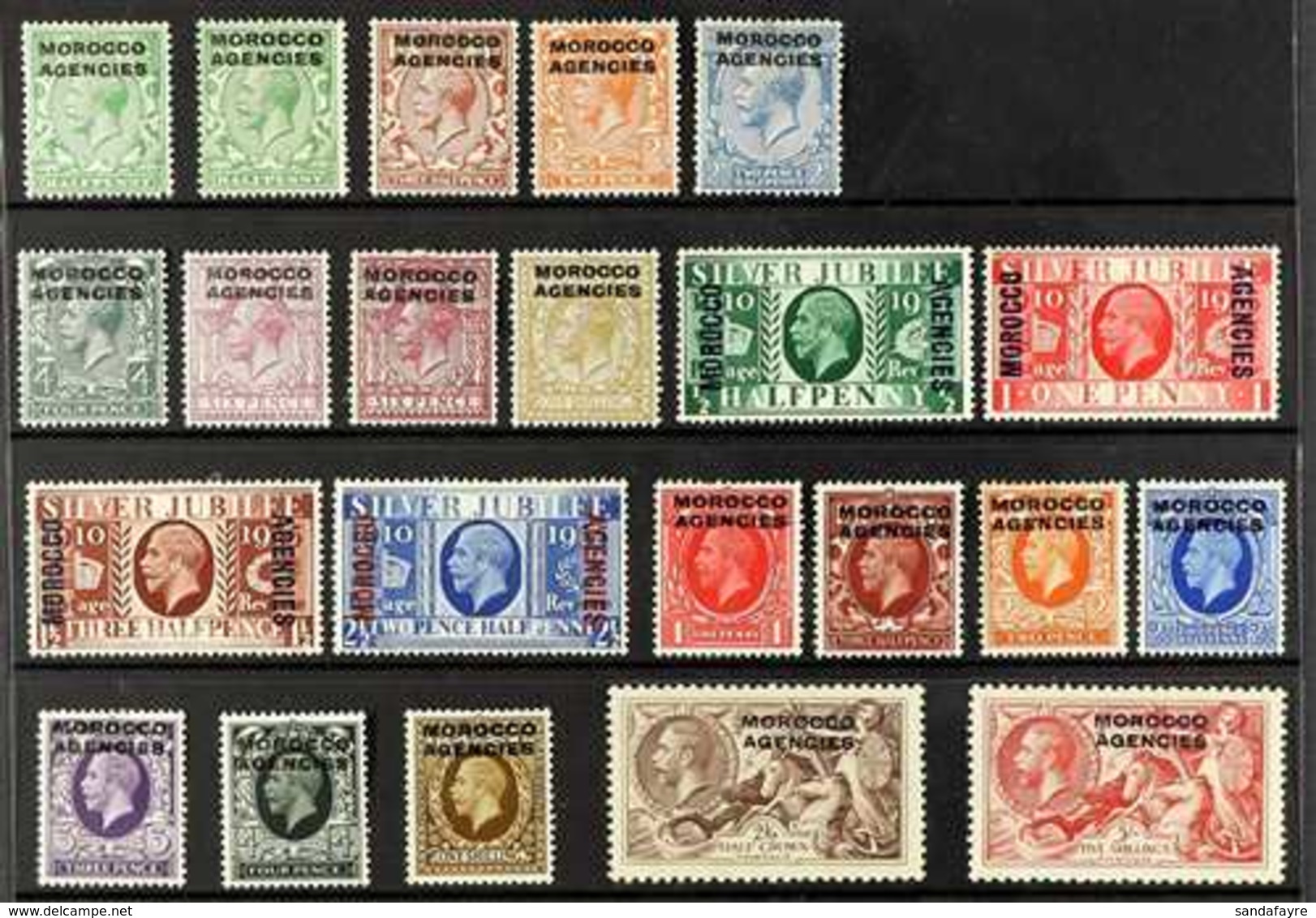 BRITISH CURRENCY 1925-36 KGV MINT COLLECTION Presented On A Stock Card That Includes 1925-36 Block Cypher Wmk Set, Jubil - Autres & Non Classés