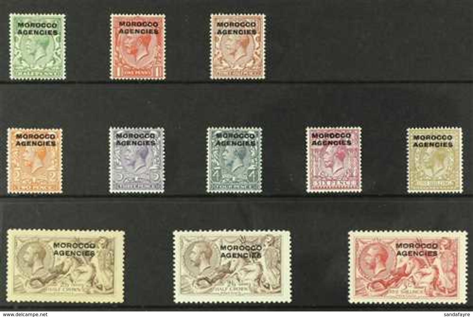 BRITISH CURRENCY 1914 MINT SIMPLE/SINGLE CYPHER WMK SELECTION Presented On A Stock Card With Definitive Set To 1s (SG 42 - Autres & Non Classés