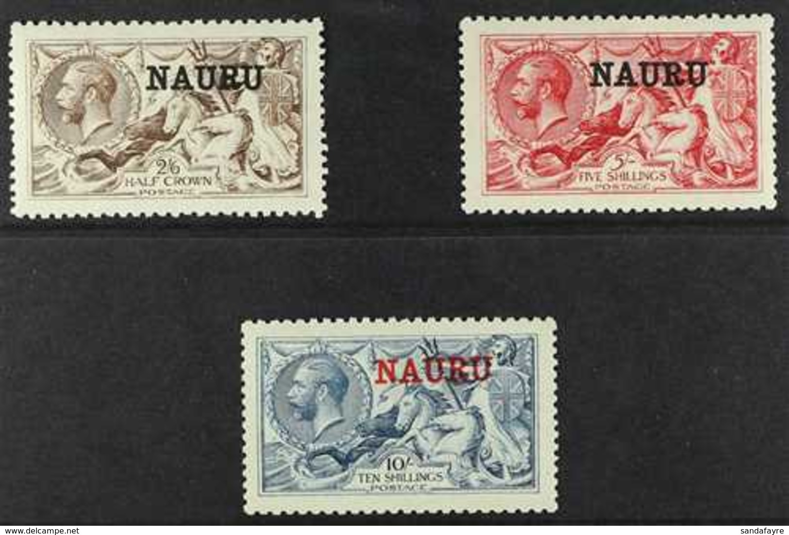 1916 - 23 DeLaRue Seahorses 2s 6d, 5s And 10s Set, SG 21/23, Superb Well Centered Mint. (3 Stamps) For More Images, Plea - Nauru