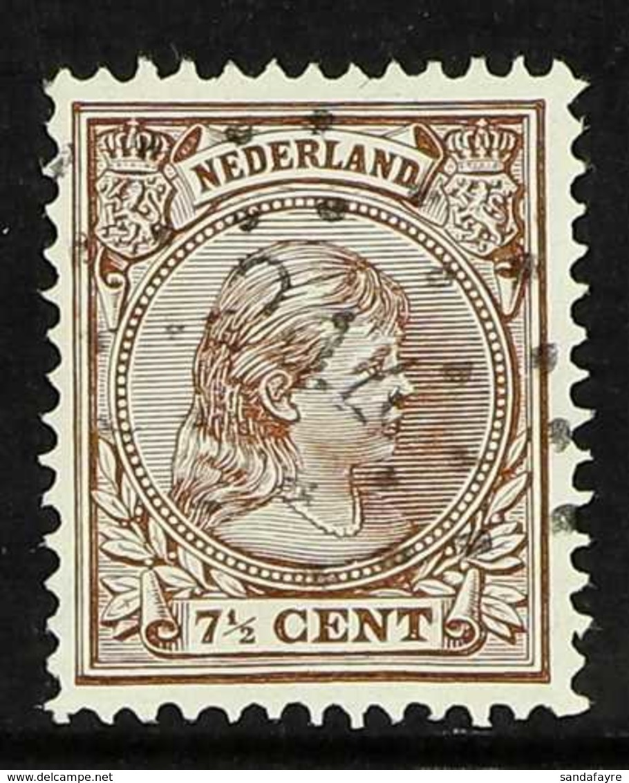 1891-94 7½c Brown Wilhelmina (SG 149a, NVPH 36), Used With Scarce "244" (UITHUIZEN) Numeral Cancel. Seldom Seen. For Mor - Autres & Non Classés