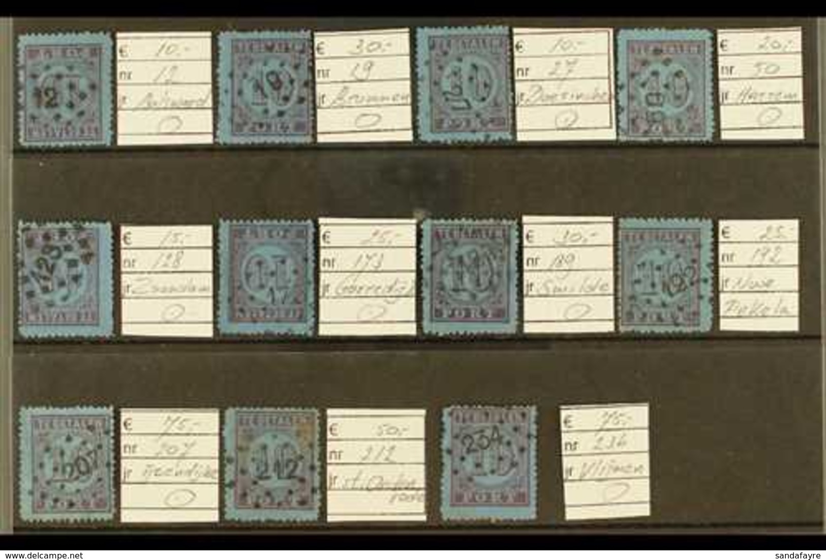 NUMERAL POSTMARKS 1870 Selection Of Fine Used 10c Purple On Blue Postage Due Stamps (NVPH P2, SG D77), All Selected For  - Autres & Non Classés