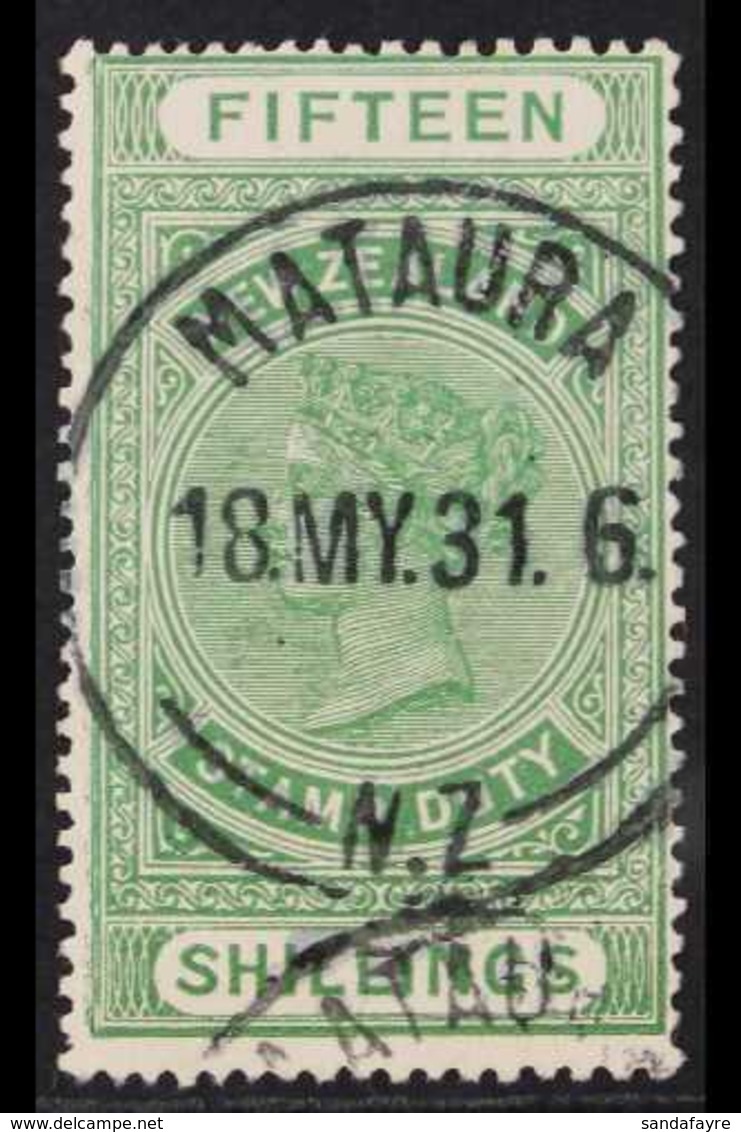 POSTAL FISCAL 1925-30 15s Green, Cowan Paper, Perf 14½ X 14, SG F141, Very Fine Used With Neat, Upright Largely Complete - Altri & Non Classificati