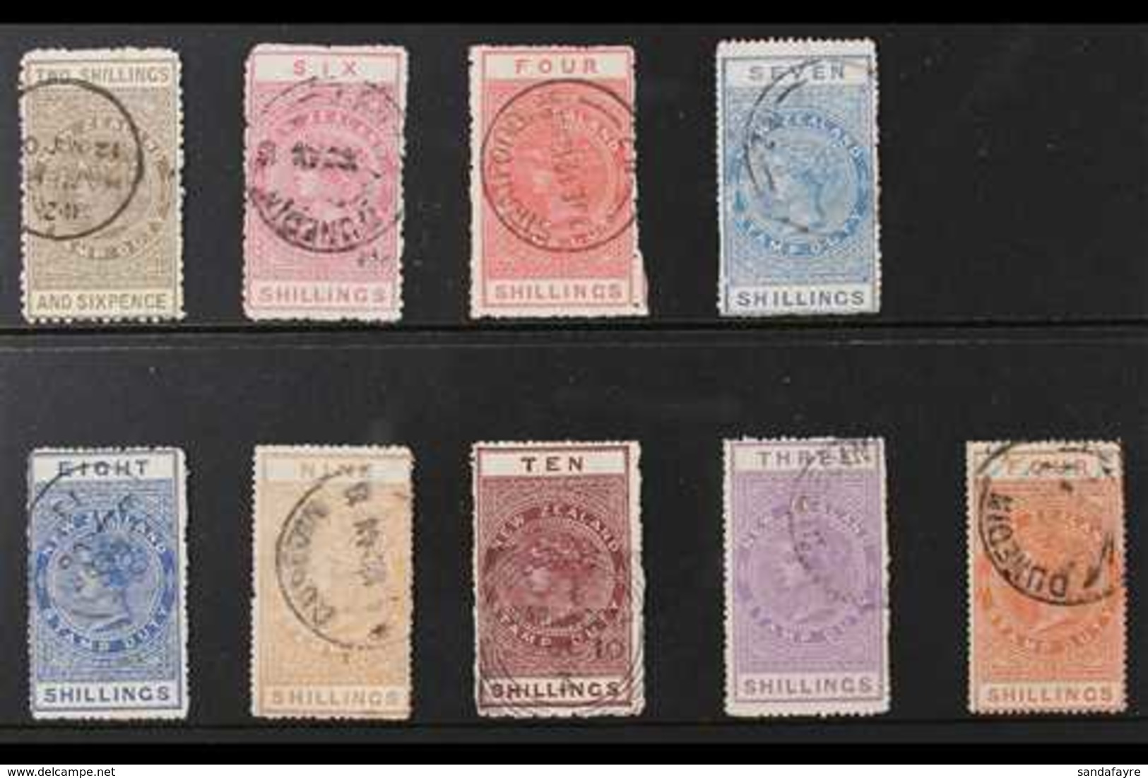 POSTAL FISCALS 1903-1907 USED KEVII ERA " QV Tall Type" Collection Presented On A Stock Card That Includes 1903 Perf 11  - Altri & Non Classificati