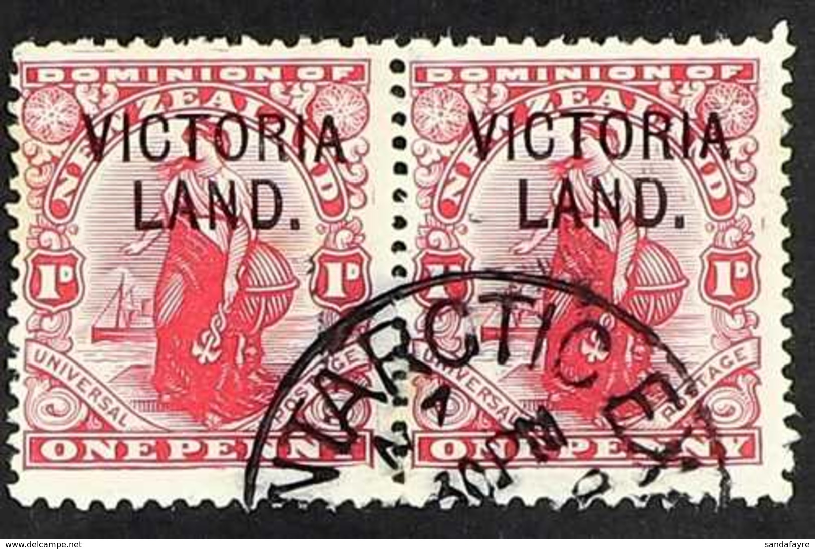 VICTORIA LAND 1911-13 1d Carmine, SG A3, Very Fine Used PAIR. For More Images, Please Visit Http://www.sandafayre.com/it - Altri & Non Classificati