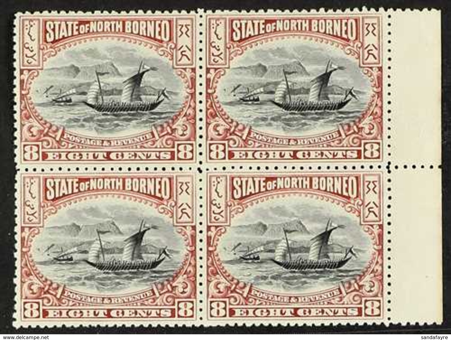 1897-1902 8c Black And Brown-purple, Perf 13½-14, SG 102, NEVER HINGED MINT BLOCK OF FOUR., Lovely! For More Images, Ple - Bornéo Du Nord (...-1963)