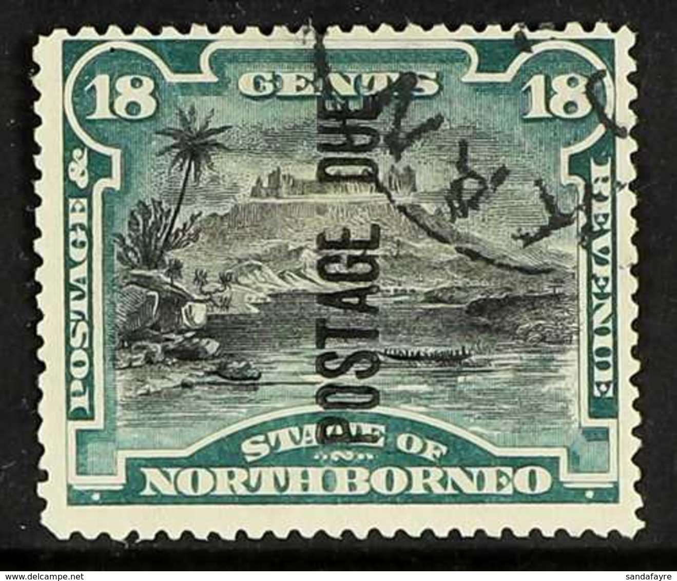 POSTAGE DUE 1895-97 18c Black & Deep Green Perf 14½-15 With VERTICAL OVERPRINT Reading Upwards, SG D10c, Very Fine Cds U - Bornéo Du Nord (...-1963)