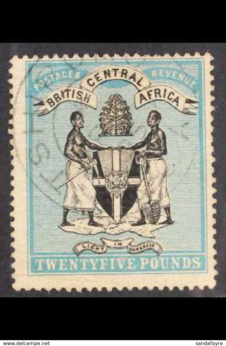 1895 £25 Black And Blue-green No Wmk, SG 31, Very Fine Used With 'SP 1 95 TSHIROMO' Cds, A Light Crease Clear Of The Des - Nyasaland (1907-1953)