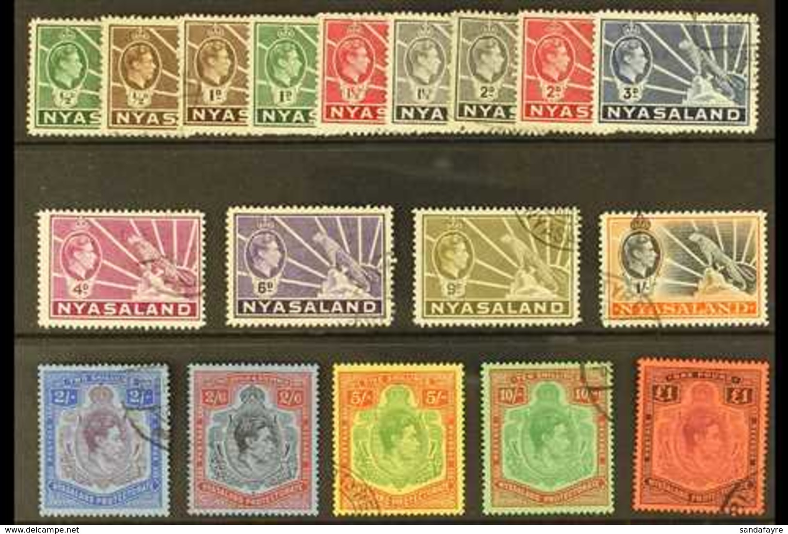 1938-44 Complete Definitive Set, SG 130/143, Very Fine Used. (18 Stamps) For More Images, Please Visit Http://www.sandaf - Nyassaland (1907-1953)