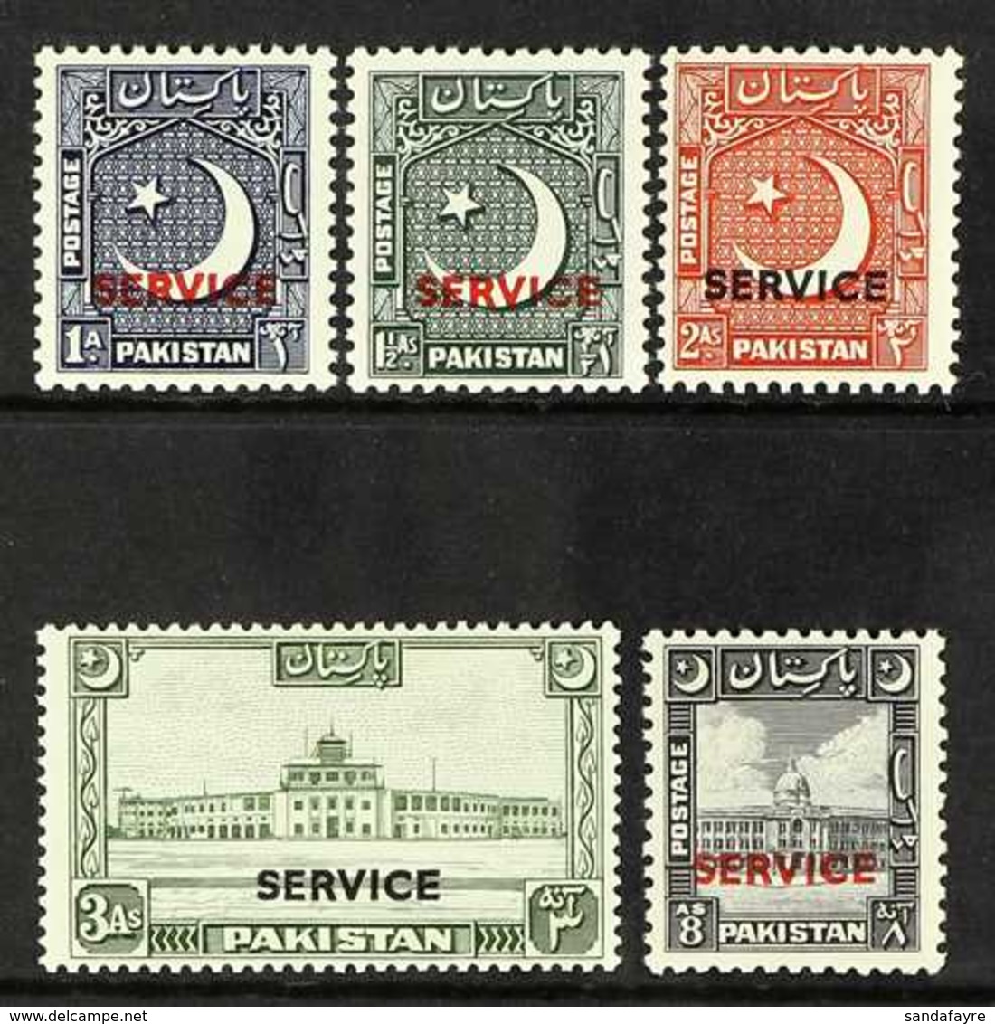 OFFICIALS 1949 Service Overprint Set, SG O27/31, Never Hinged Mint. (5 Stamps) For More Images, Please Visit Http://www. - Pakistan