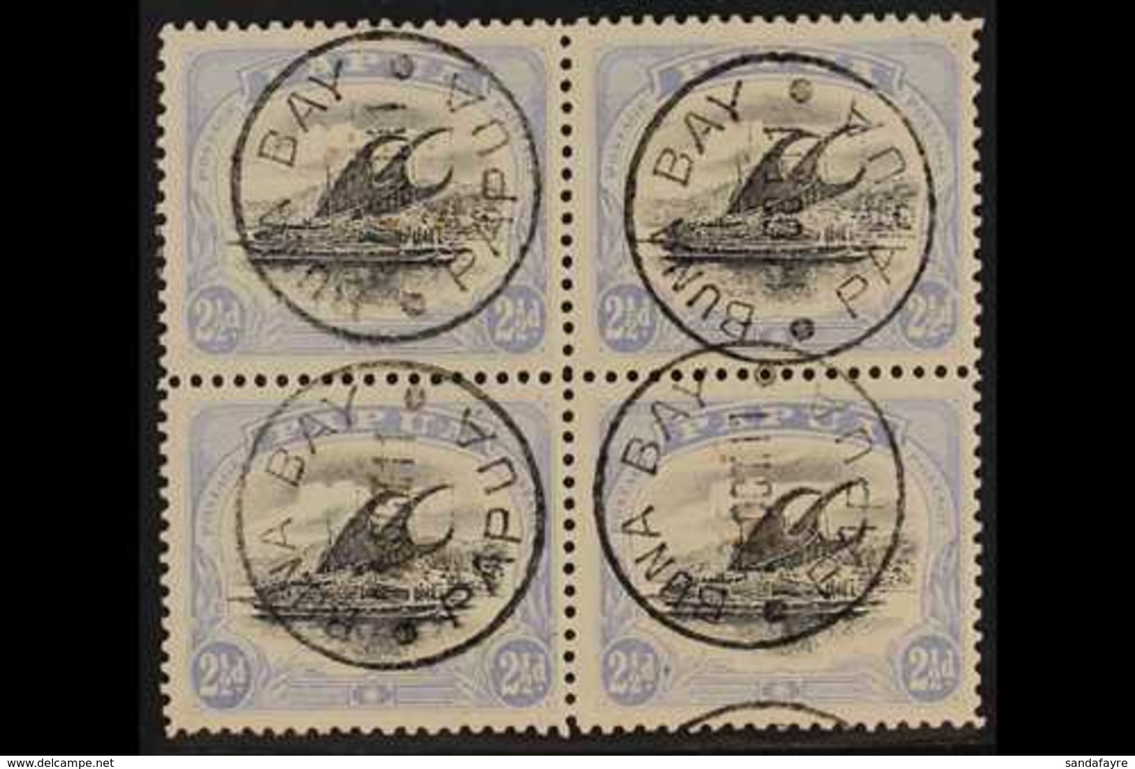 1907-11 2½d Black & Pale Ultramarine Lakatoi Wmk Sideways Perf 11, SG 51a, Fine Cds Used BLOCK Of 4 (positions 17-18 & 2 - Papua New Guinea