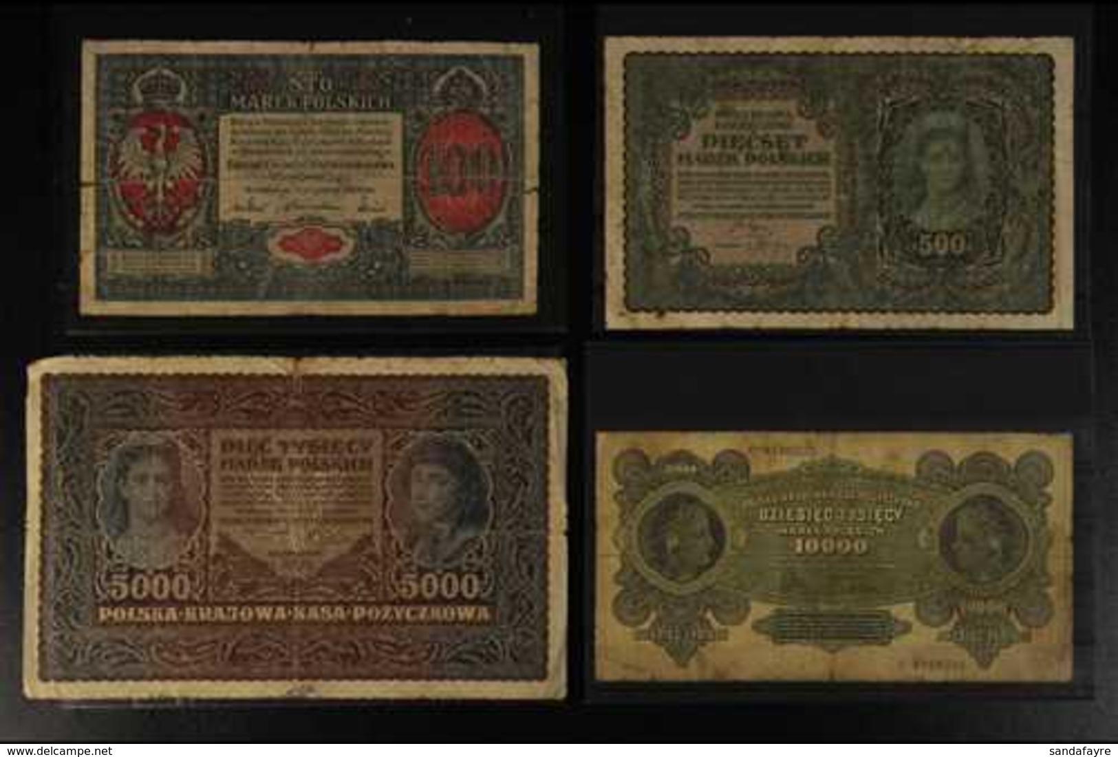 BANKNOTES 1916-1941 Small Hoard, Includes 1916 100m, 1919-1922 50mm, 1000m, 5000m & 10000m Issues With Some Duplication, - Autres & Non Classés