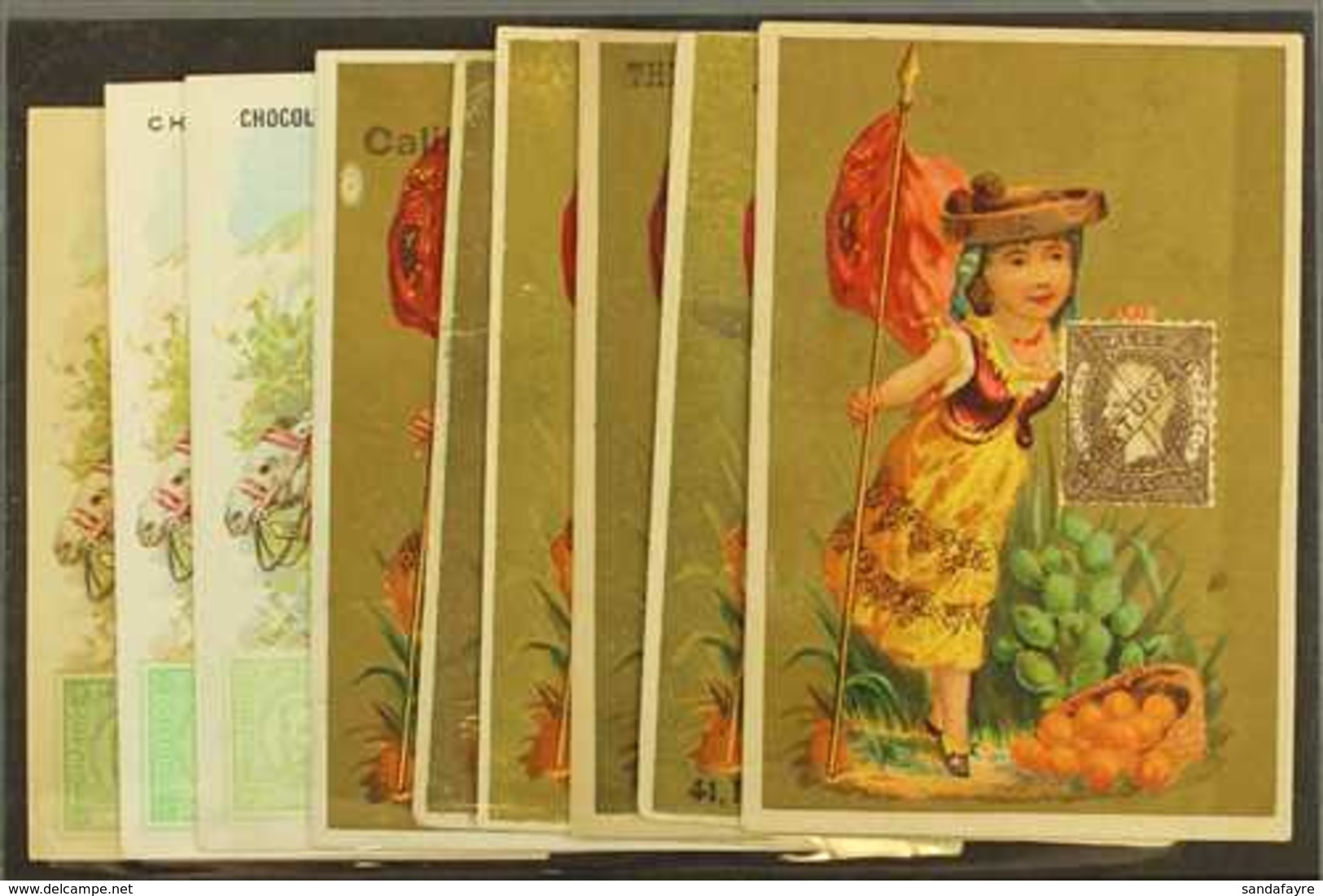 1908 Stamp Designs On Advertising Cards, ALL With Different Advertisements. Lovely (9 Cards) For More Images, Please Vis - Autres & Non Classés