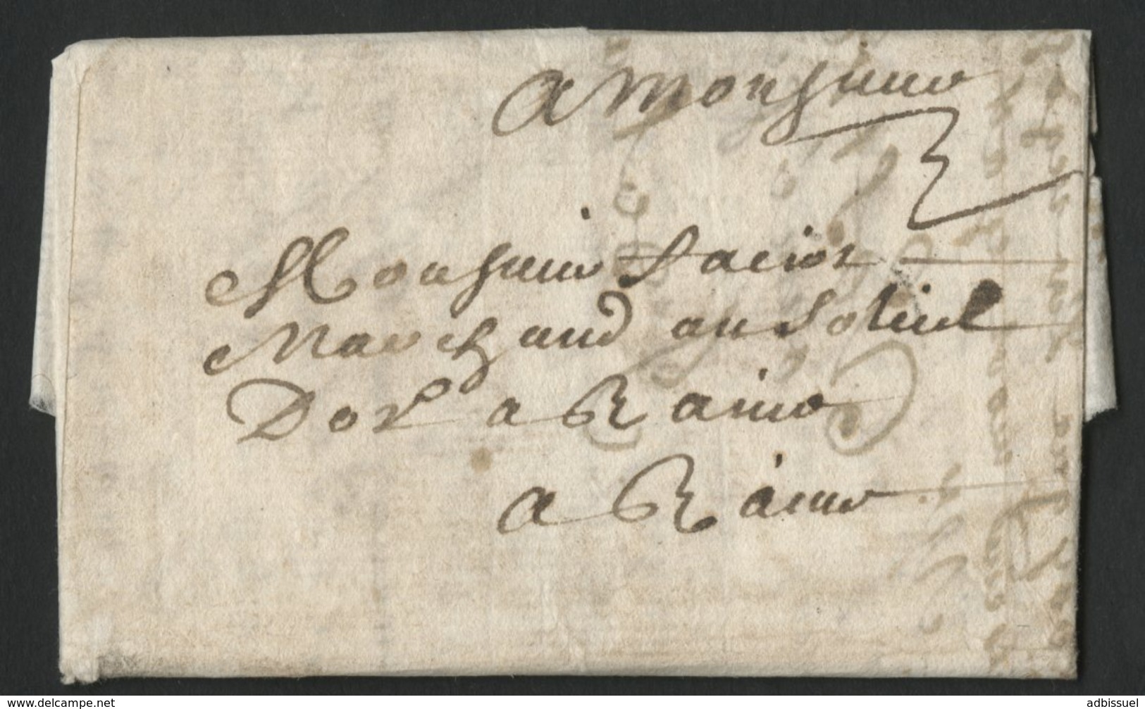 1694 MEUSE Lettre Datée De Ligny Et Adressée à Reims Avec La Taxe Manuscrite "3" - ....-1700: Precursors