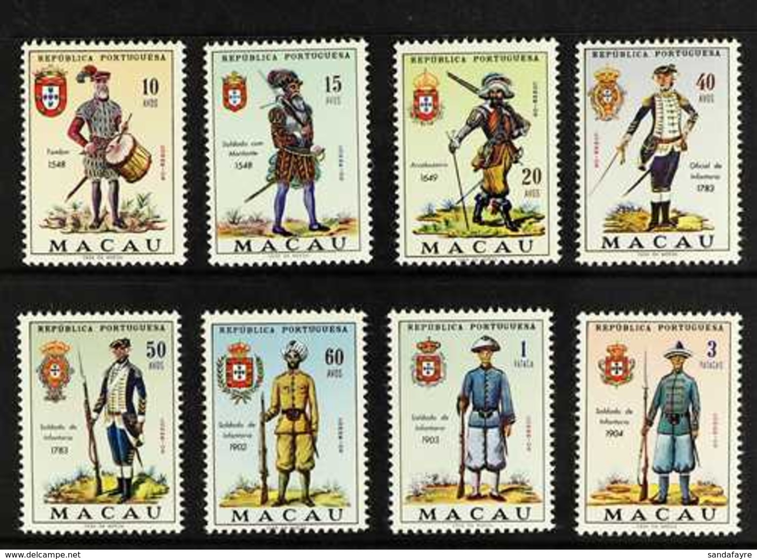 MACAO 1966 Military Uniforms Complete Set, SG 496/503, Never Hinged Mint. (8 Stamps) For More Images, Please Visit Http: - Autres & Non Classés