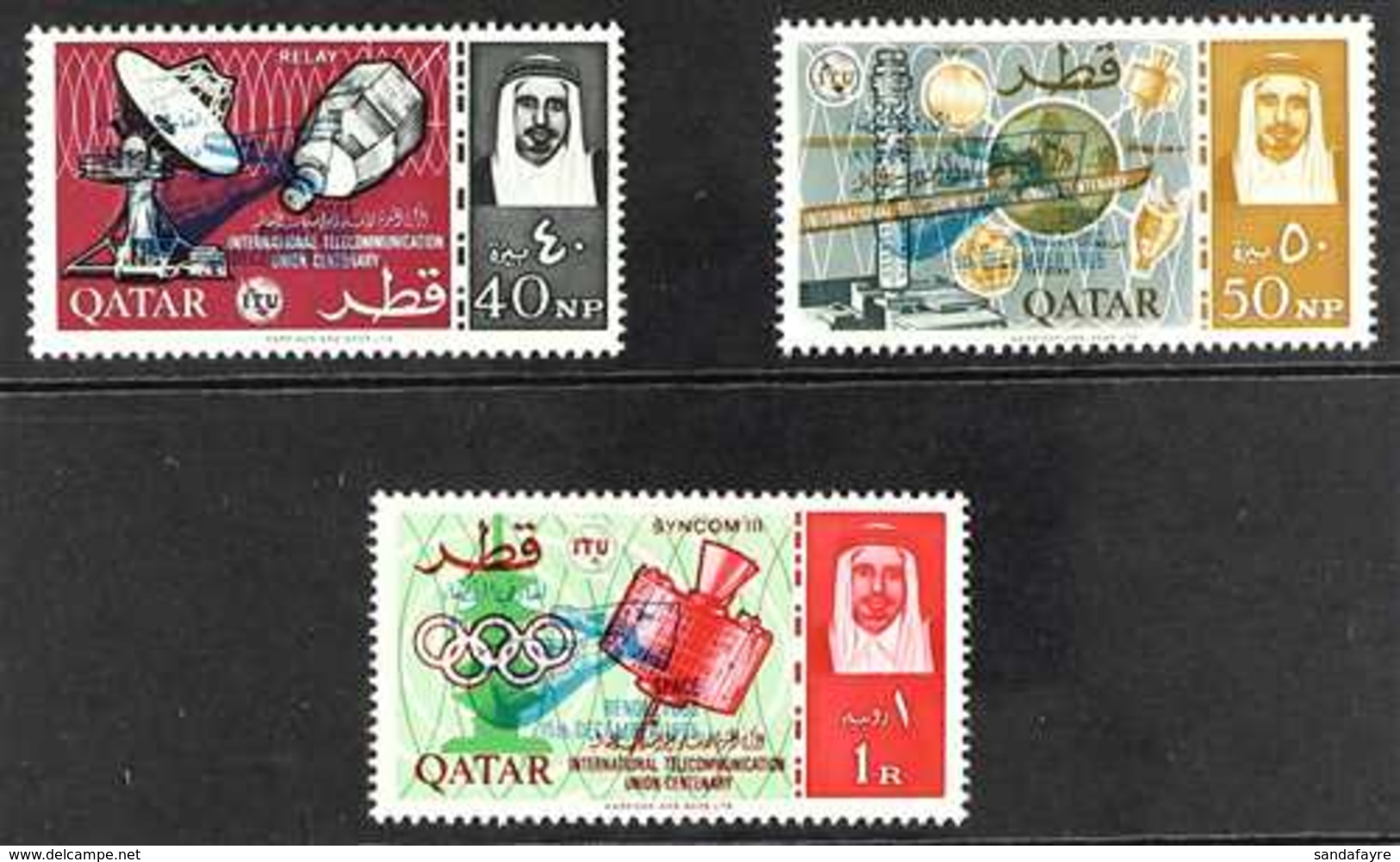 1966 Space Rendezvous 40np To 1R (Scott 96/98) Set With Overprint In BLUE, Never Hinged Mint. (3 Stamps) For More Images - Qatar