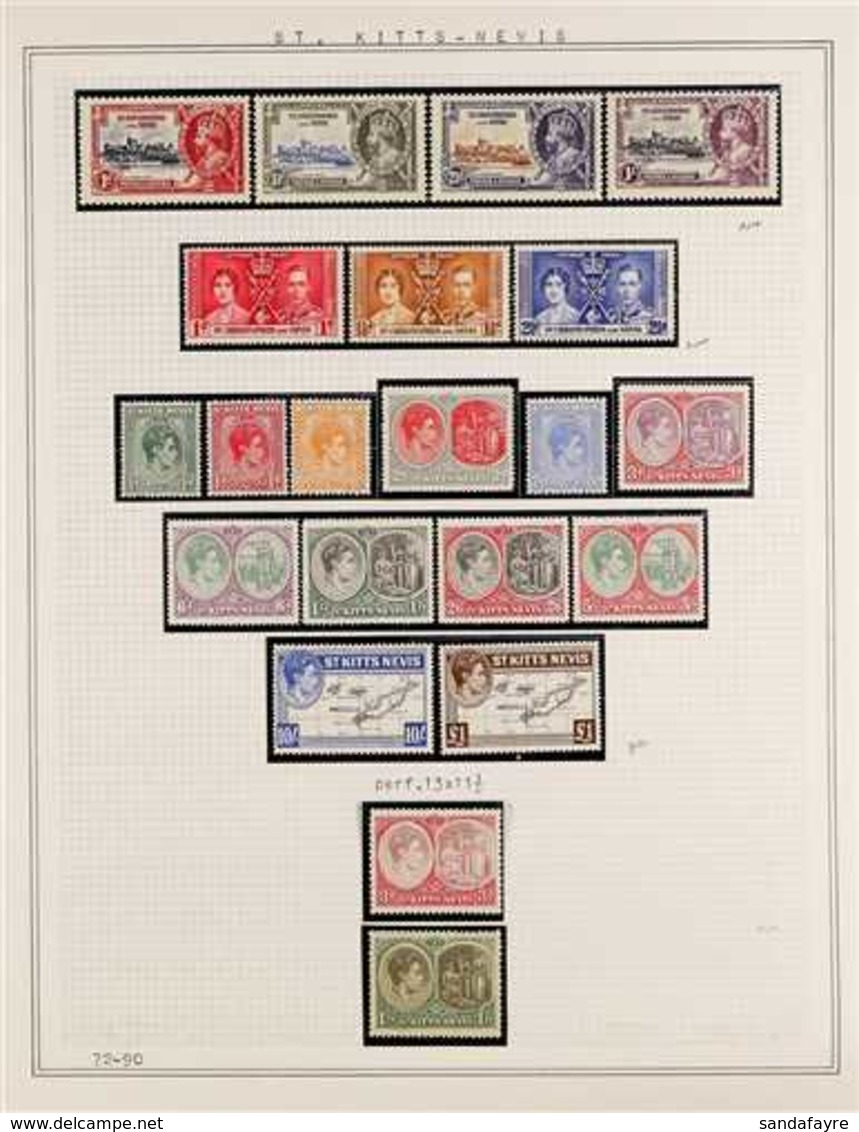 1935-1970 NEVER HINGED MINT COLLECTION In Hingeless Mounts On Leaves, All Different, Includes 1935 Jubilee Set, 1938-50  - St.Kitts E Nevis ( 1983-...)