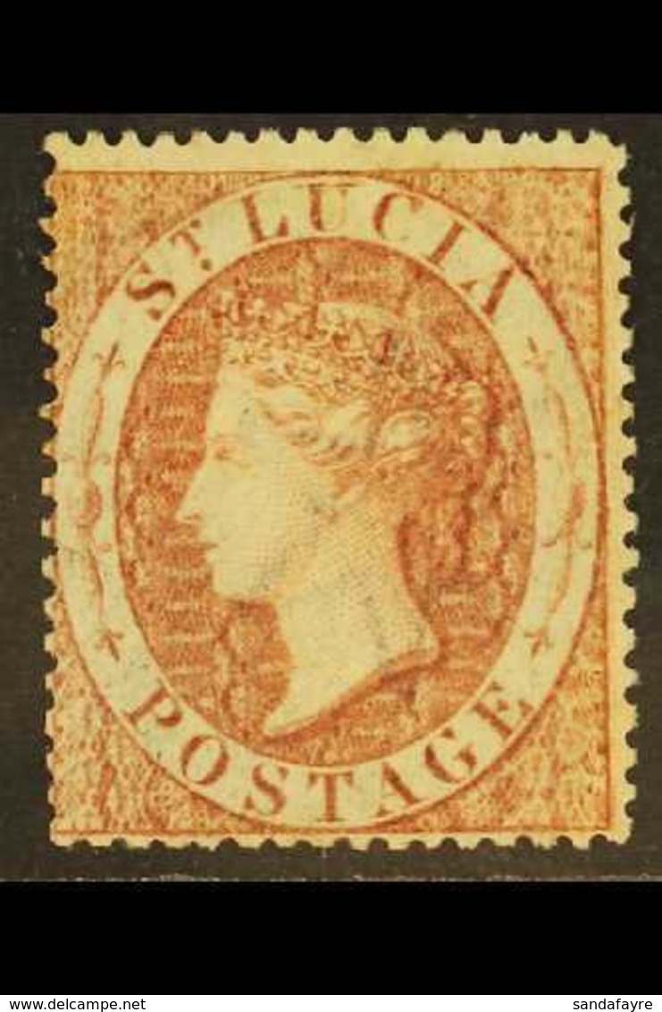 1860 (1d) Rose-red, Watermark Small Star, Perf 14-16, SG 1, Very Fine Mint With Original Gum. For More Images, Please Vi - St.Lucia (...-1978)