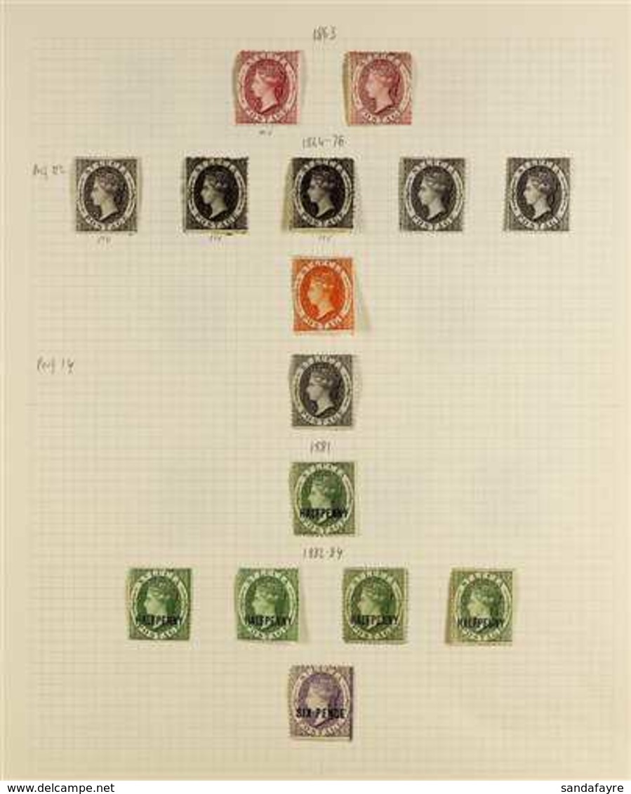 1863-1892 ATTRACTIVE MINT COLLECTION With Many Shades On Leaves, Includes 1863 1d (x2, Unused), 1864-76 Perf 12½ 1d (x5, - St.Lucia (...-1978)