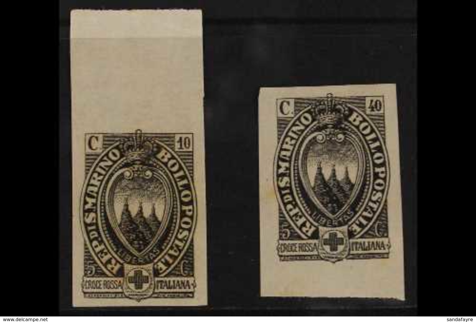 1923 10c +5c And 40c + 5c Red Cross Fund, Proofs In Black,  As Sass 91,94, Very Fine And Fresh. (2 Proofs) For More Imag - Altri & Non Classificati