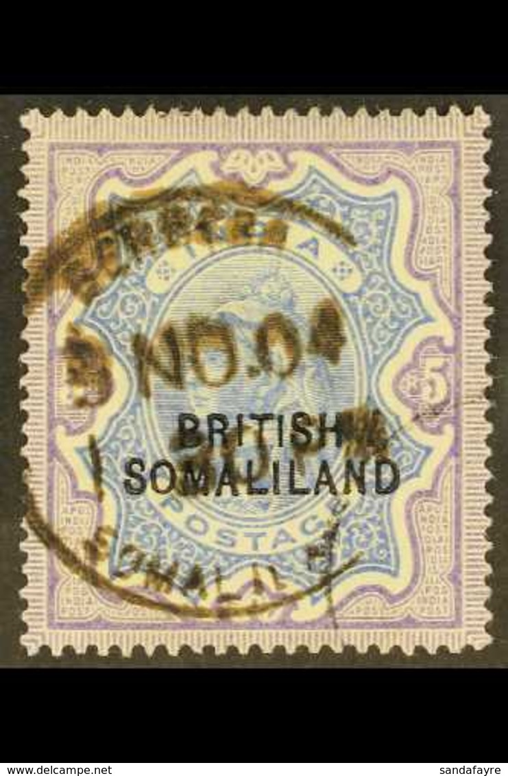 1903 5r Ultramarine And Violet, Overprint At Foot, SG 24, Fine Berbera Cds Used. For More Images, Please Visit Http://ww - Somaliland (Protectorat ...-1959)