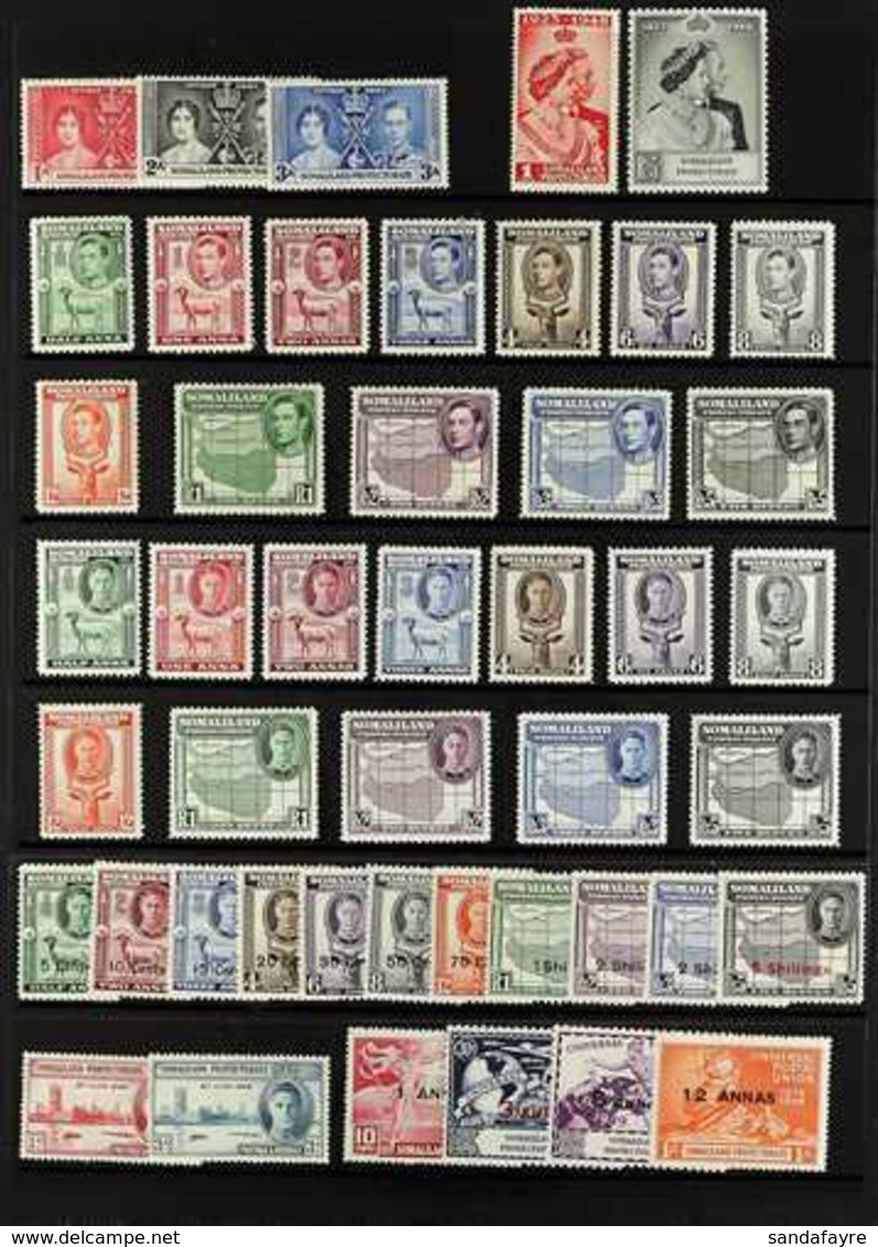 1937-1951 COMPLETE FINE MINT COLLECTION On A Stock Page, All Different, Complete SG 90/135, Includes 1938 & 1942 Sets, 1 - Somaliland (Protectorat ...-1959)