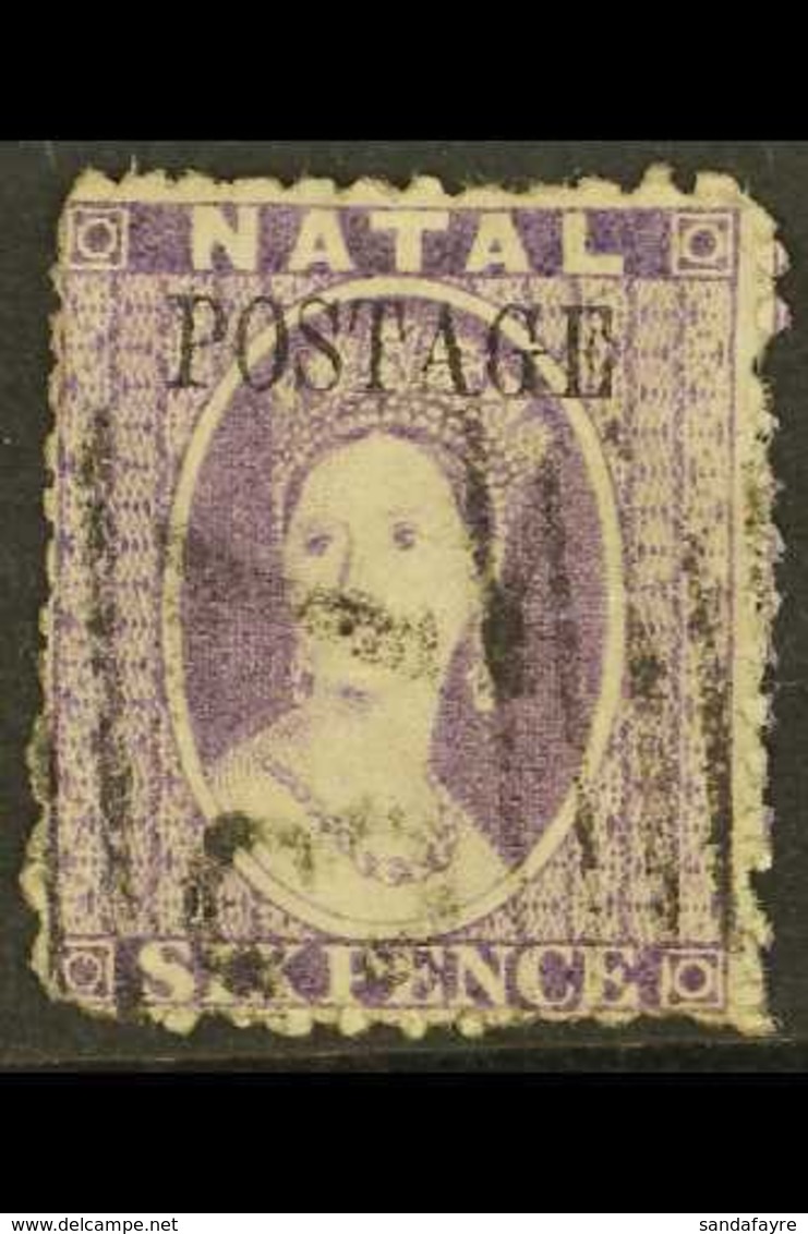 NATAL 1869 6d Violet With Type 7a POSTAGE Overprint, SG 30, With "27" Barred Cancel, Rough Perforation. For More Images, - Non Classés