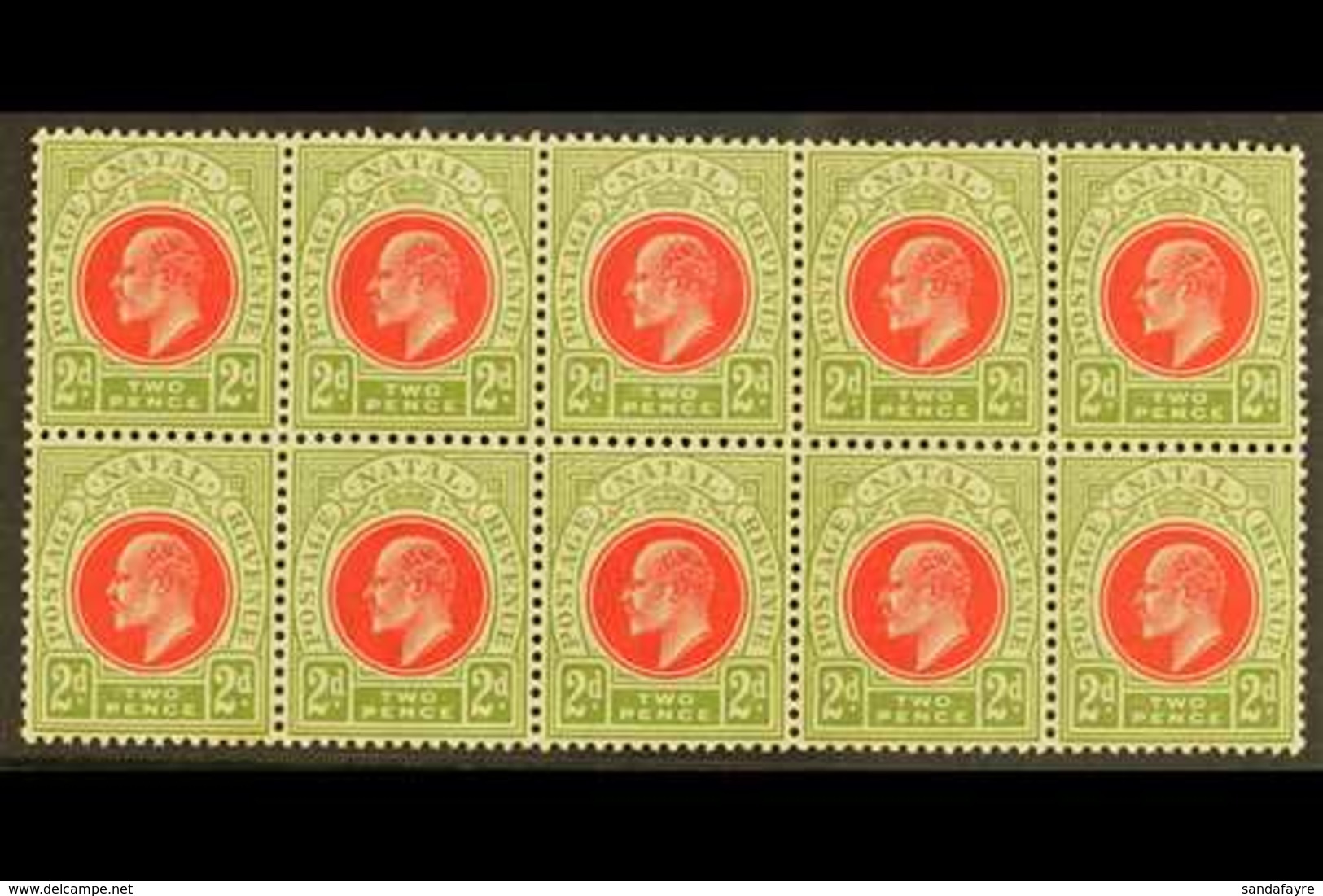 NATAL 1902-03 2d Red & Olive Green, SG 130, BLOCK Of 10 (5 X 2), Never Hinged Mint (10 Stamps) For More Images, Please V - Non Classés