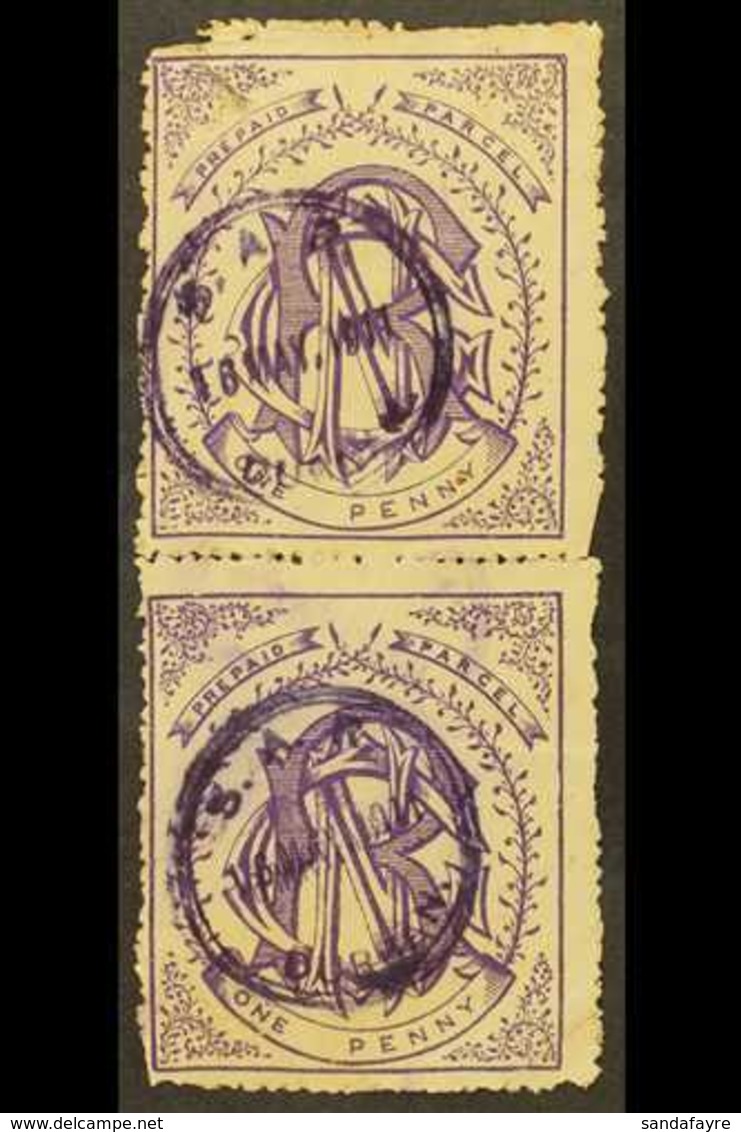 NATAL NATAL GOVERNMENT RAILWAY 1880 1d Violet Used Vertical Pair With Circular Violet Cancels Of 16th May 1911. Faults A - Non Classés