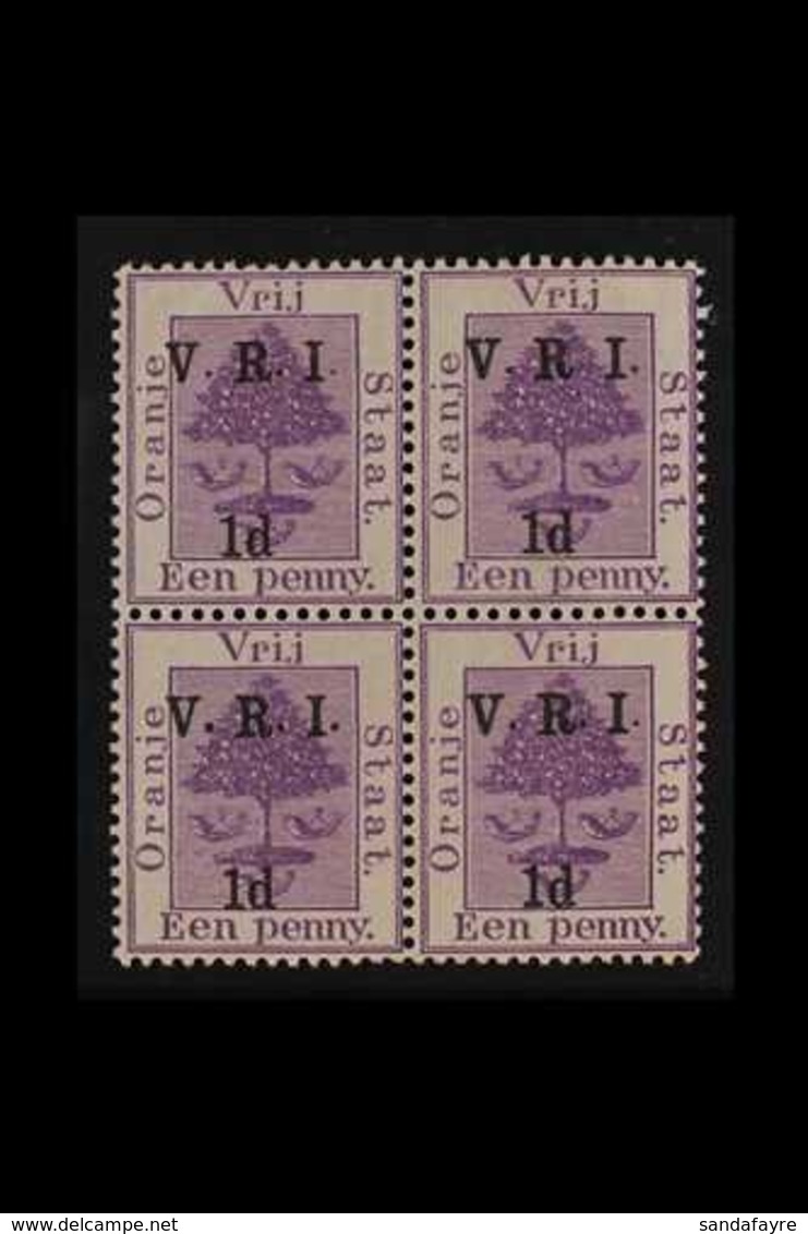 ORANGE FREE STATE 1d On 1d Purple, Block Of 4, SG 102 One Stamp Showing The Variety "no Stop After R", SG 102c, Very Fin - Non Classés