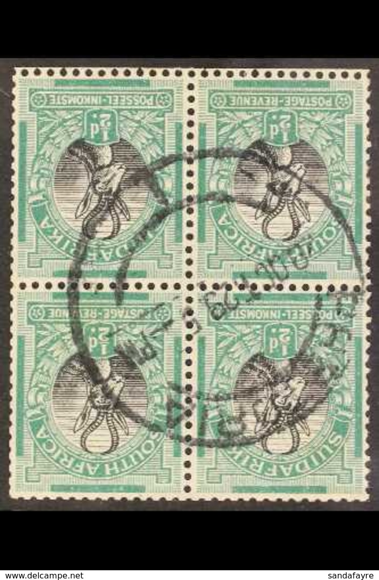 1926-27 ½d Black And Green, Perf 13½ X 14, Wmk Inverted (ex 1927 Booklet), SG 30ew, BLOCK OF FOUR Fine Used With Central - Non Classificati