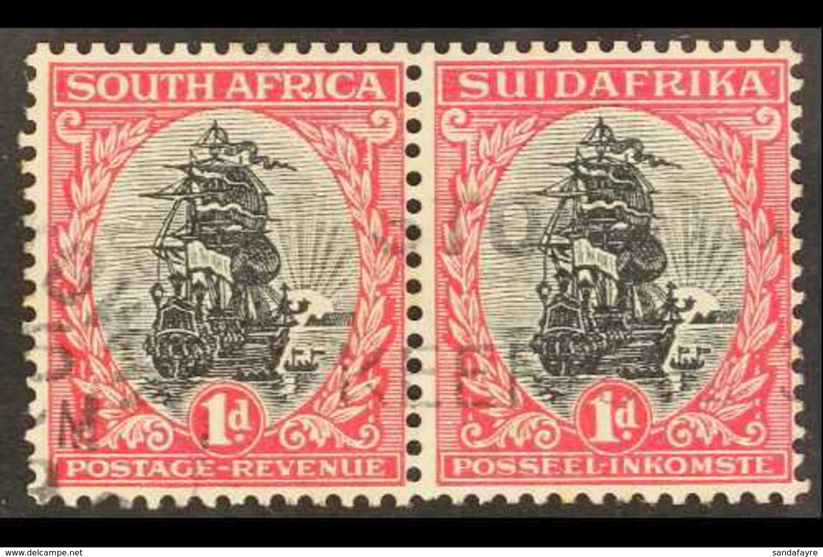 1926-27 1d Black And Carmine, Perf 13½ X 14, Wmk Upright (ex 1927 Booklet), SG 31e, Fine Used Horizontal Pair. For More  - Non Classificati