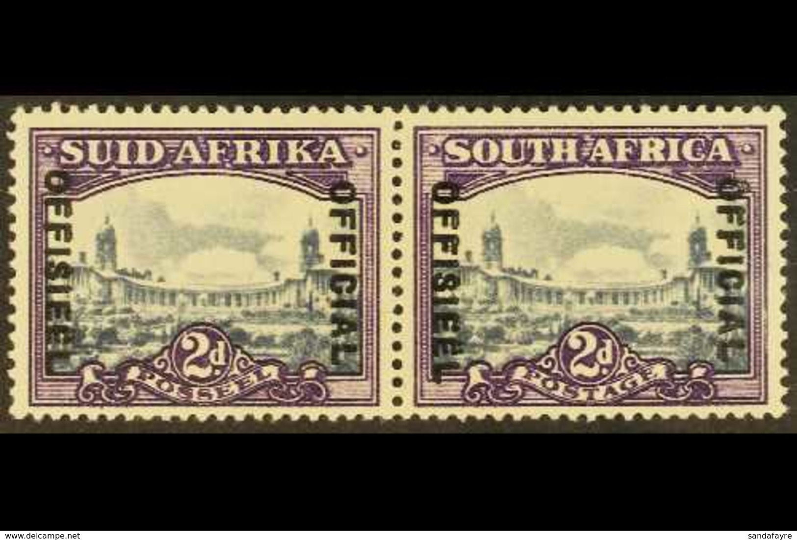 OFFICIAL 1947-49 2d Slate And Deep Lilac With DIAERESIS Over Second "E" Of "OFFISIEEL", SG O36a, Horizontal Pair Very Fi - Non Classificati