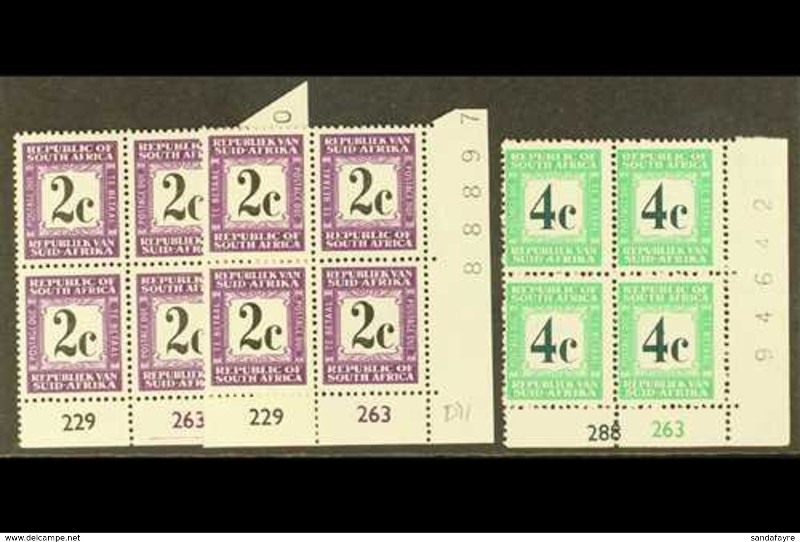 POSTAGE DUES 1971 2c Both Languages & 4c Perf.14 Issues, CYLINDER BLOCKS OF FOUR, SG D71/4, 4c Few Split Perfs, Otherwis - Non Classificati