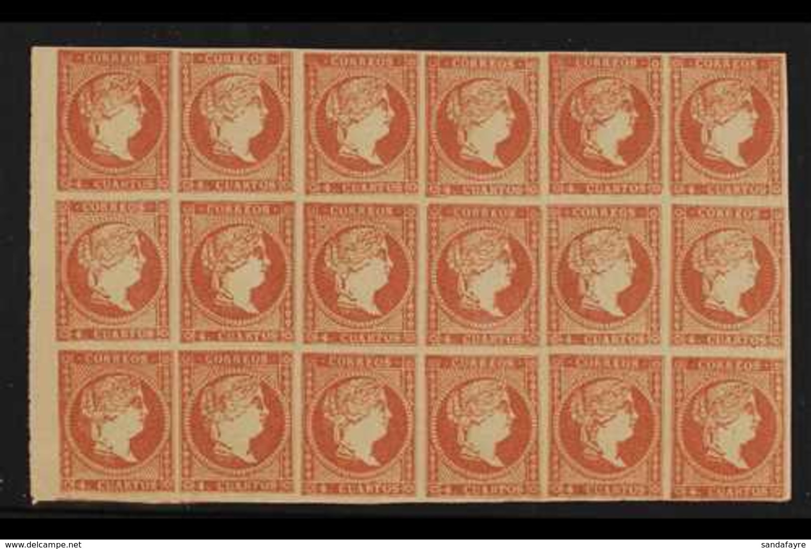 1856 LARGE MULTIPLE 4c Rose-red Thin Paper, SG 55, Michel 40, Fine Never Hinged Mint BLOCK Of 18, All Stamps With Four M - Autres & Non Classés