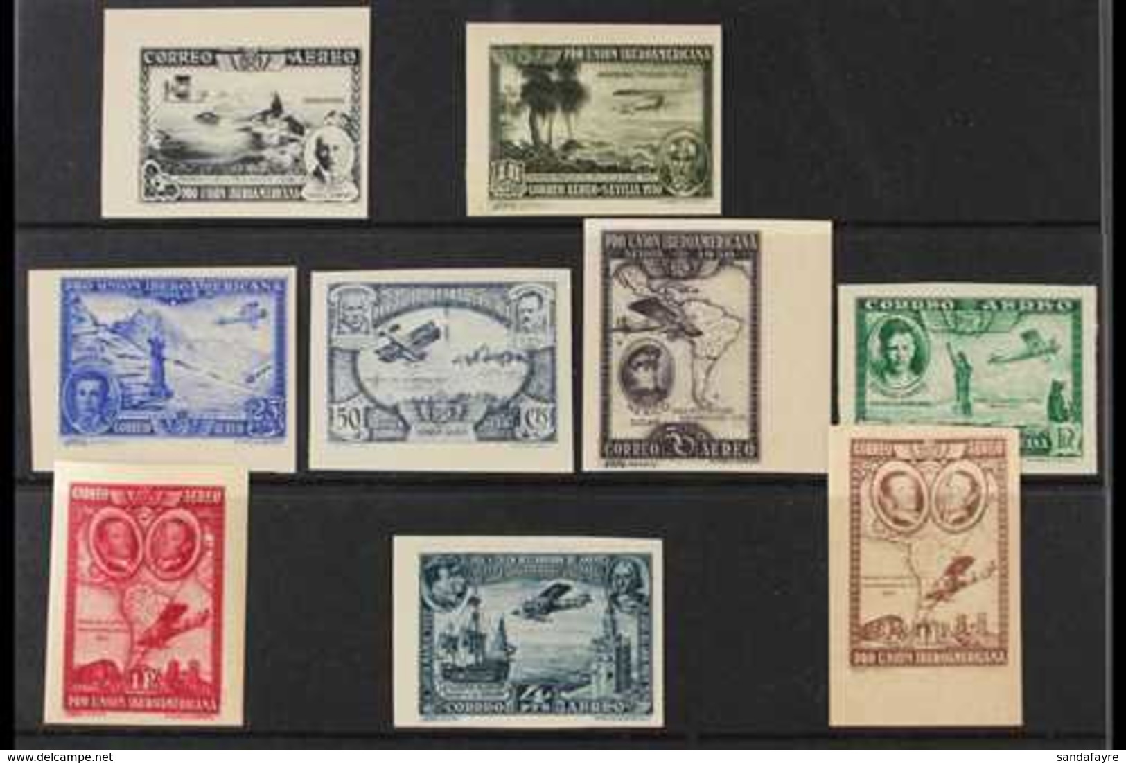 1930 Spanish - American Exhibition Airmail Set, Variety IMPERFORATE, Edifil 583/91, As SG 643/51, Scott C50/57, Never Hi - Altri & Non Classificati