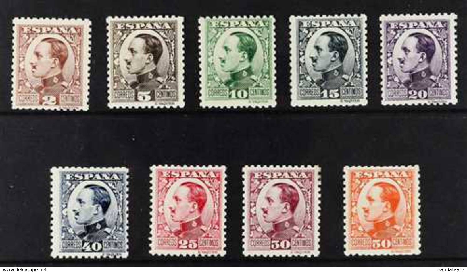 1930-31 Alphonso Definitive Set (40c Type II Only), SG 583/589 Plus 591/592, Very Fine Mint. (9 Stamps) For More Images, - Altri & Non Classificati