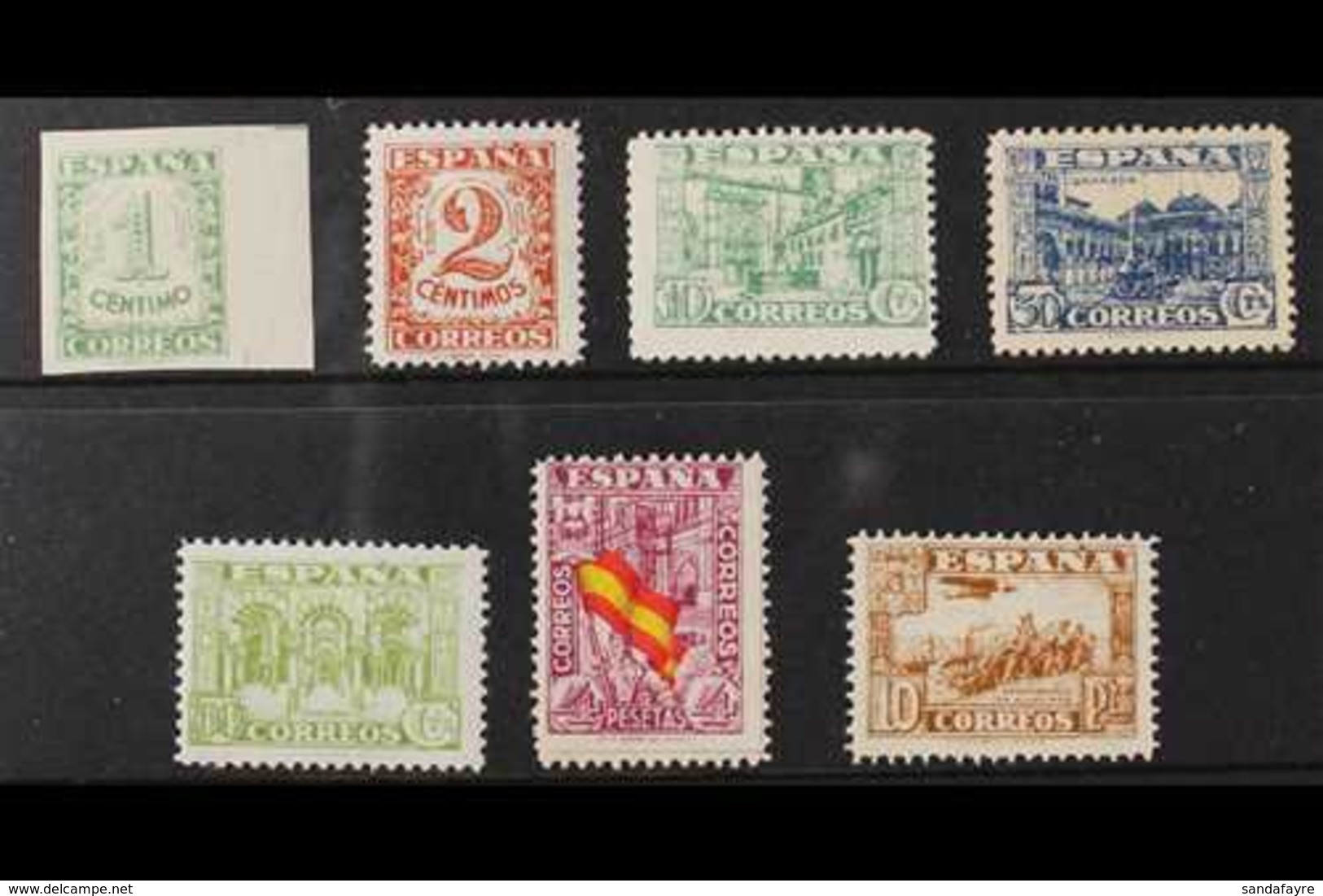 NATIONALIST ISSUES 1936-37 Complete Set (SG 868/74, Michel 757/63), Fine Mint, Fresh. (7 Stamps) For More Images, Please - Autres & Non Classés