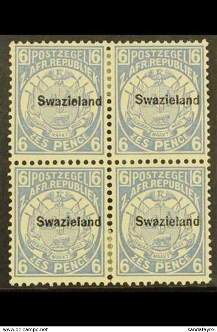 1889-90 6d Blue, Perf 12½ Overprinted, SG 6, A Fresh Unused Block Of Four, A Few Separated Perfs. For More Images, Pleas - Swaziland (...-1967)