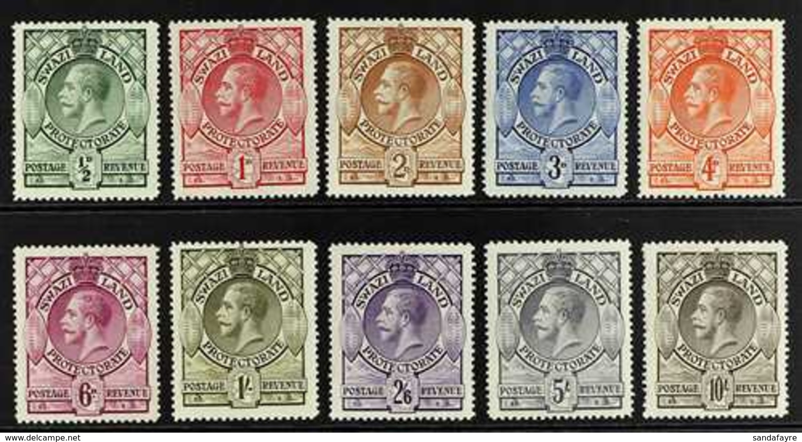 1933 Complete King George V Definitive Set, SG 11/20, Superb Never Hinged Mint. (10 Stamps) For More Images, Please Visi - Swaziland (...-1967)
